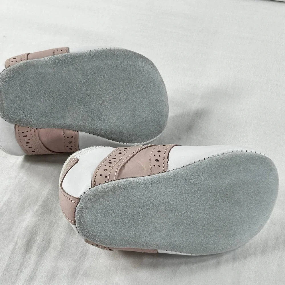NEW Footjoy Baby Crib Shoes Size 1 Pink White Leather Saddle Oxfords